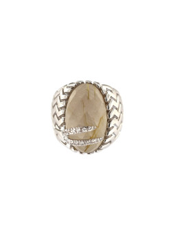 White gold rutilated quartz ring DBA07-02