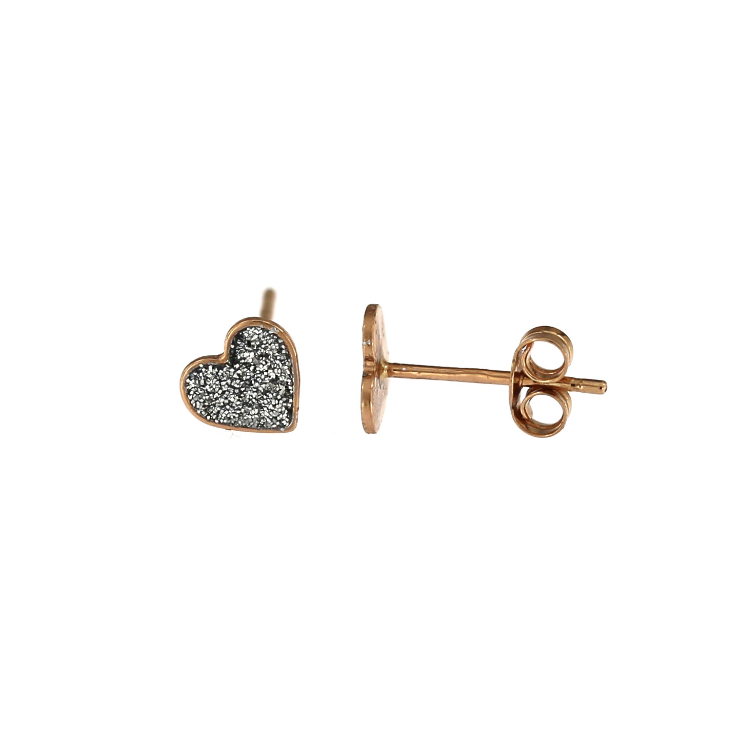Rose gold heart-shaped pin earrings BRV14-01-06