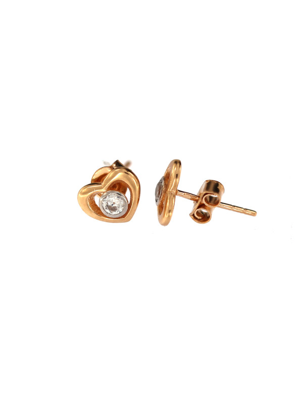 Rose gold heart-shaped pin earrings BRV14-02-01