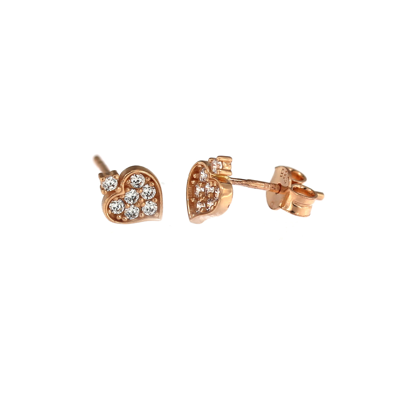 Rose gold heart-shaped pin earrings BRV14-02-12