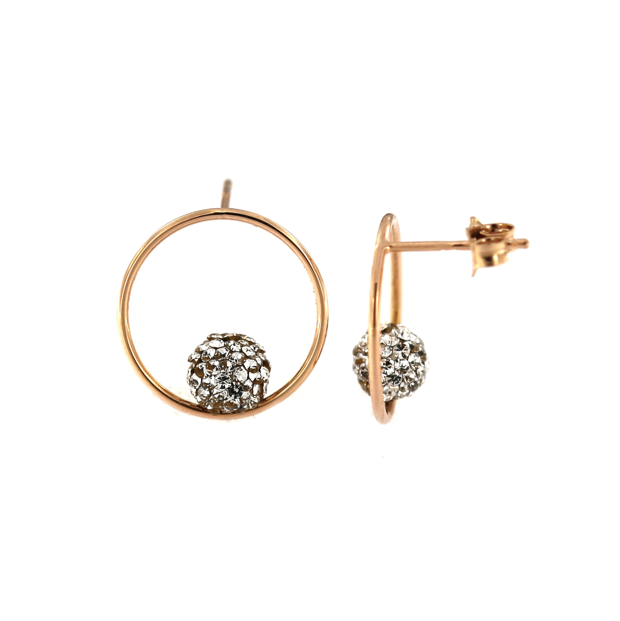 Rose gold swarovski pin earrings BRV12-02-02