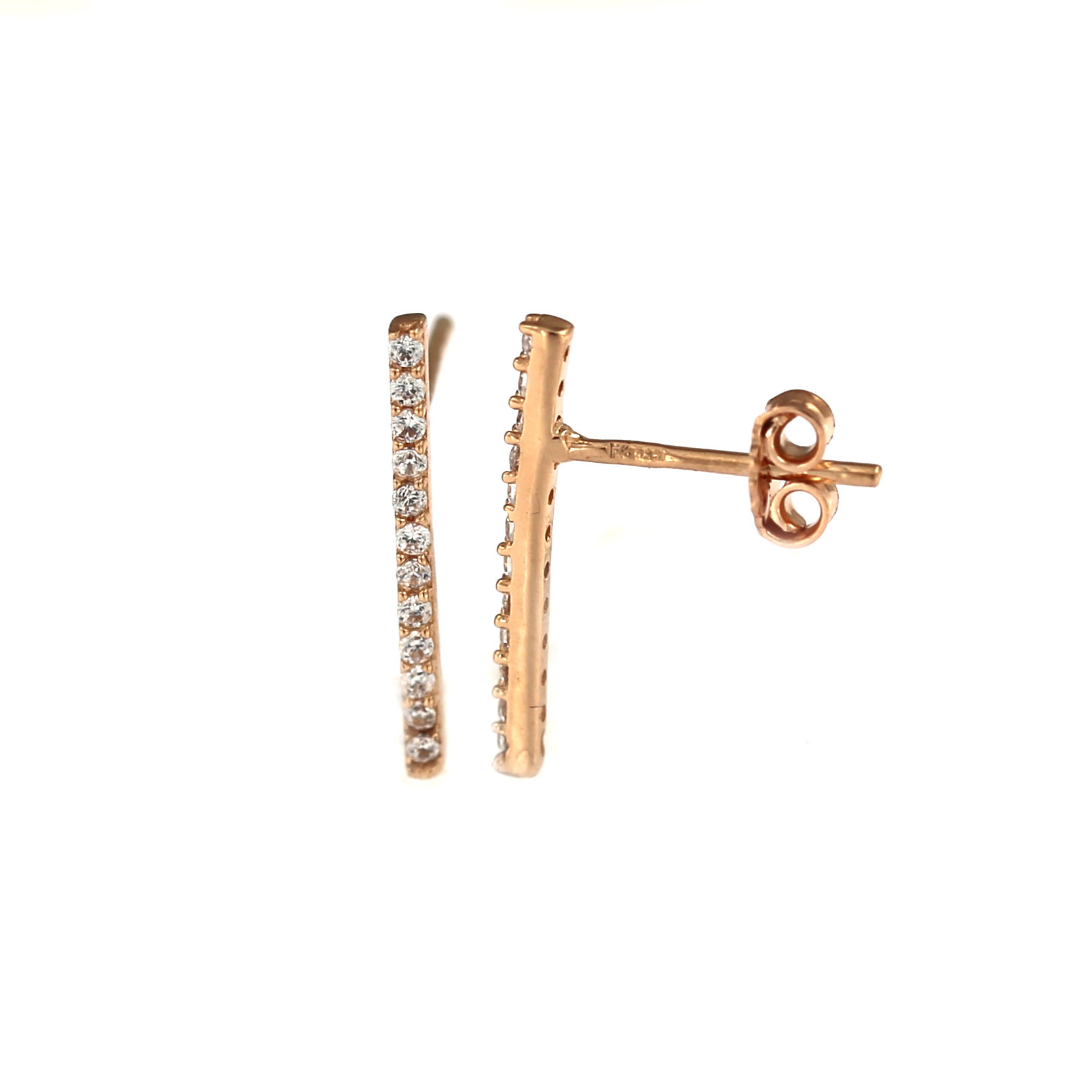 Rose gold zirconia pin earrings BRV08-06-03