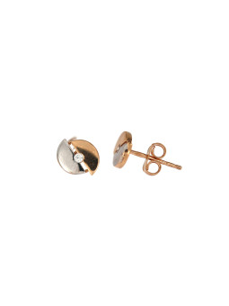 Rose gold zirconia pin earrings BRV06-01-07