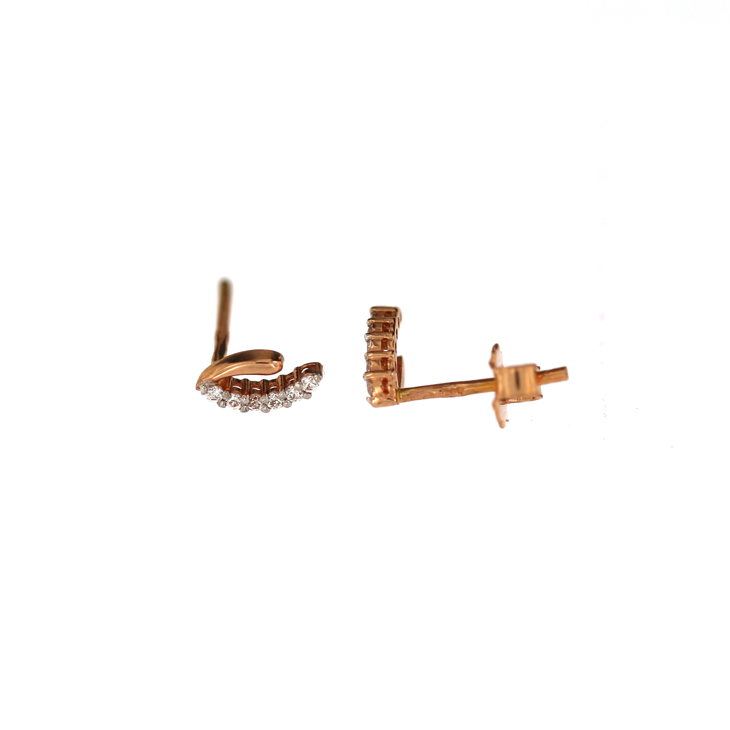 Rose gold zirconia pin earrings BRV06-02-04
