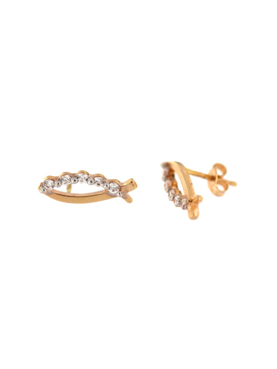 Rose gold zirconia pin earrings BRV06-06-03