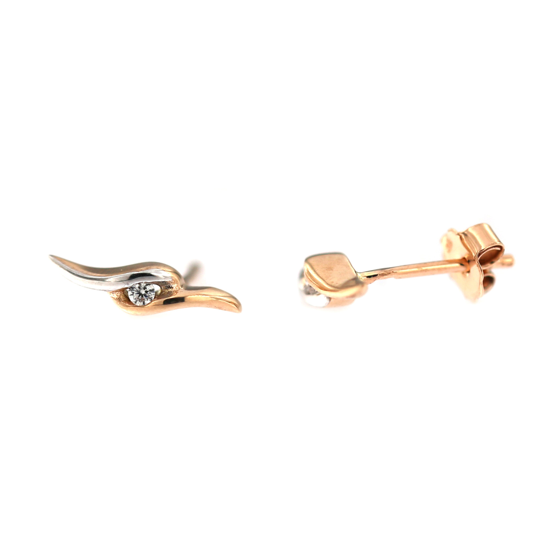 Rose gold zirconia pin earrings BRV06-06-01