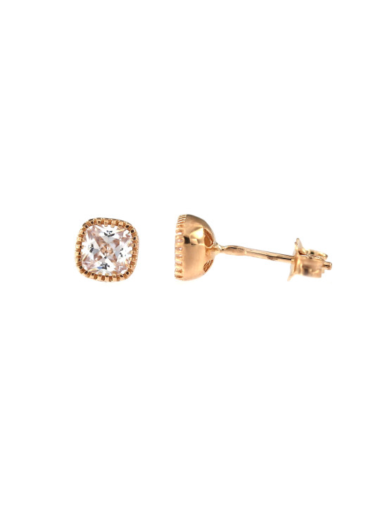 Rose gold zirconia stud earrings BRV03-09-03