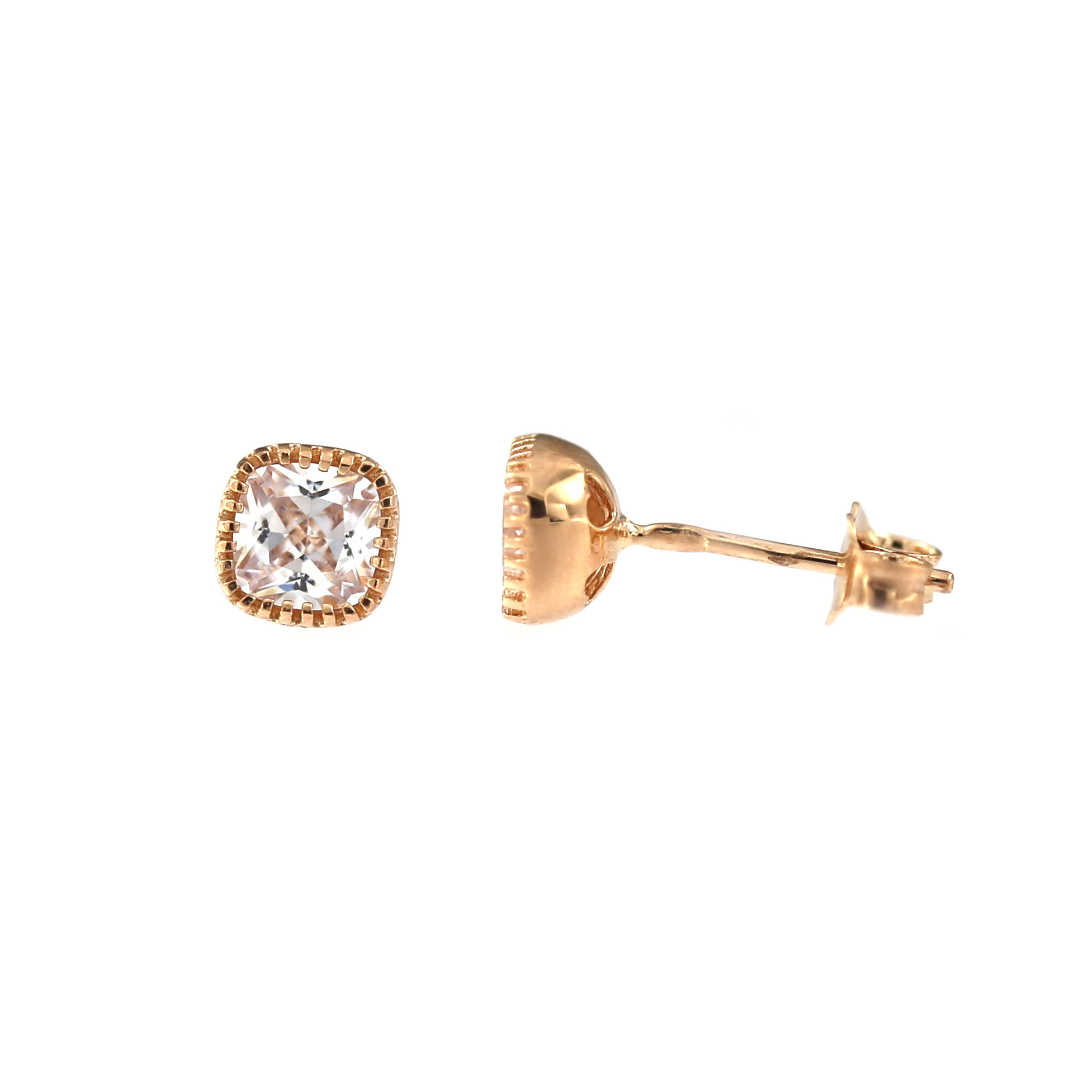 Rose gold zirconia stud earrings BRV03-09-03