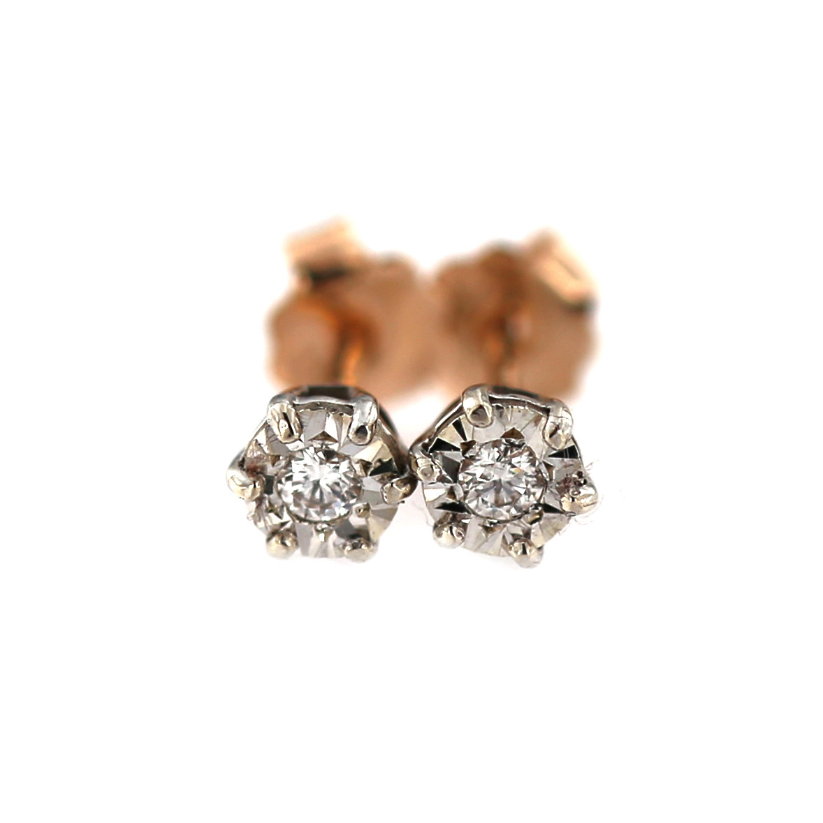 Rose gold zirconia stud earrings BRV03-10-12
