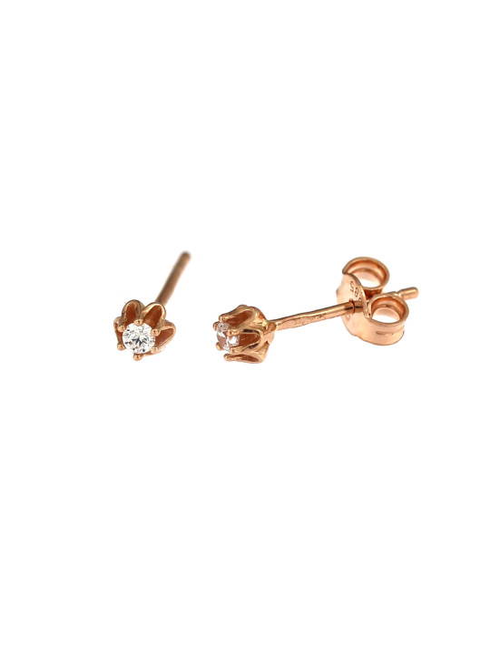 Rose gold zirconia stud earrings BRV03-11-05