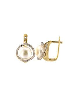 Yellow gold pearl earrings BGP01-04-01