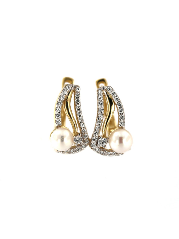 Yellow gold pearl earrings BGP01-04-02
