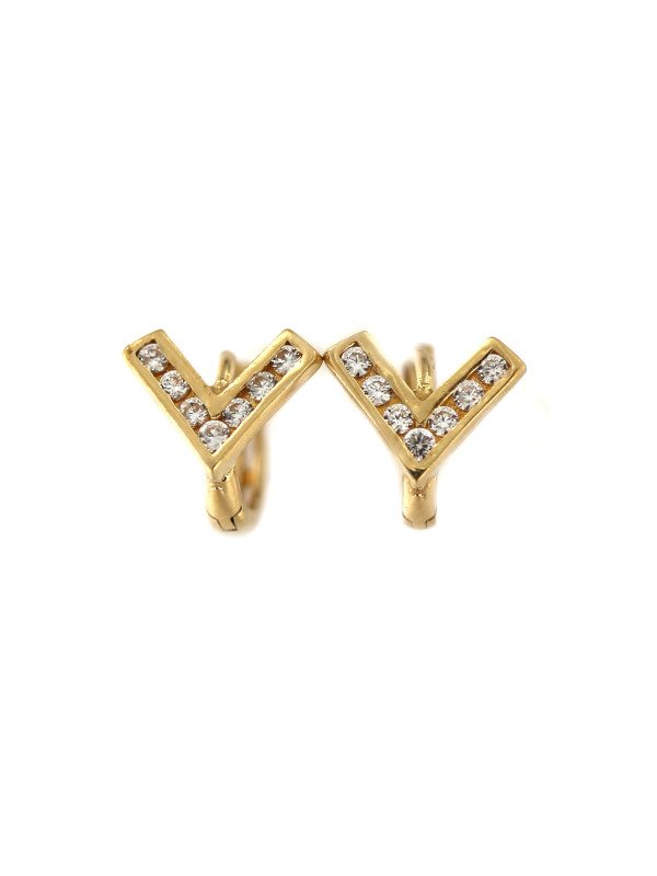 Yellow gold hoop zirconia earrings BGR01-03-01