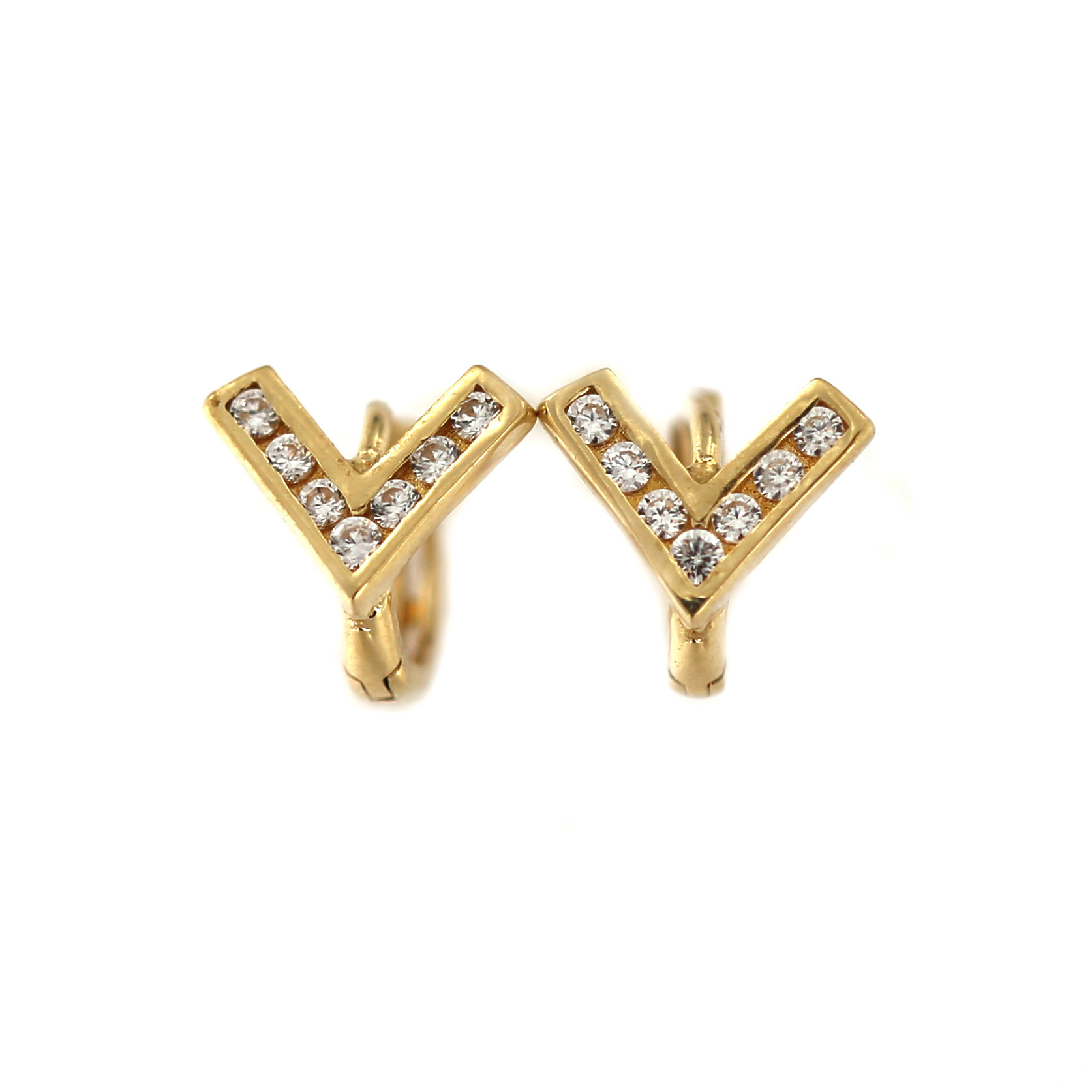 Yellow gold hoop zirconia earrings BGR01-03-01