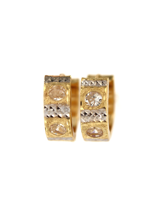 Yellow gold hoop zirconia earrings BGR01-05-01