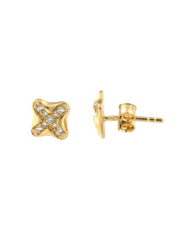 Yellow gold stud zirconia earrings BGV06-01-01
