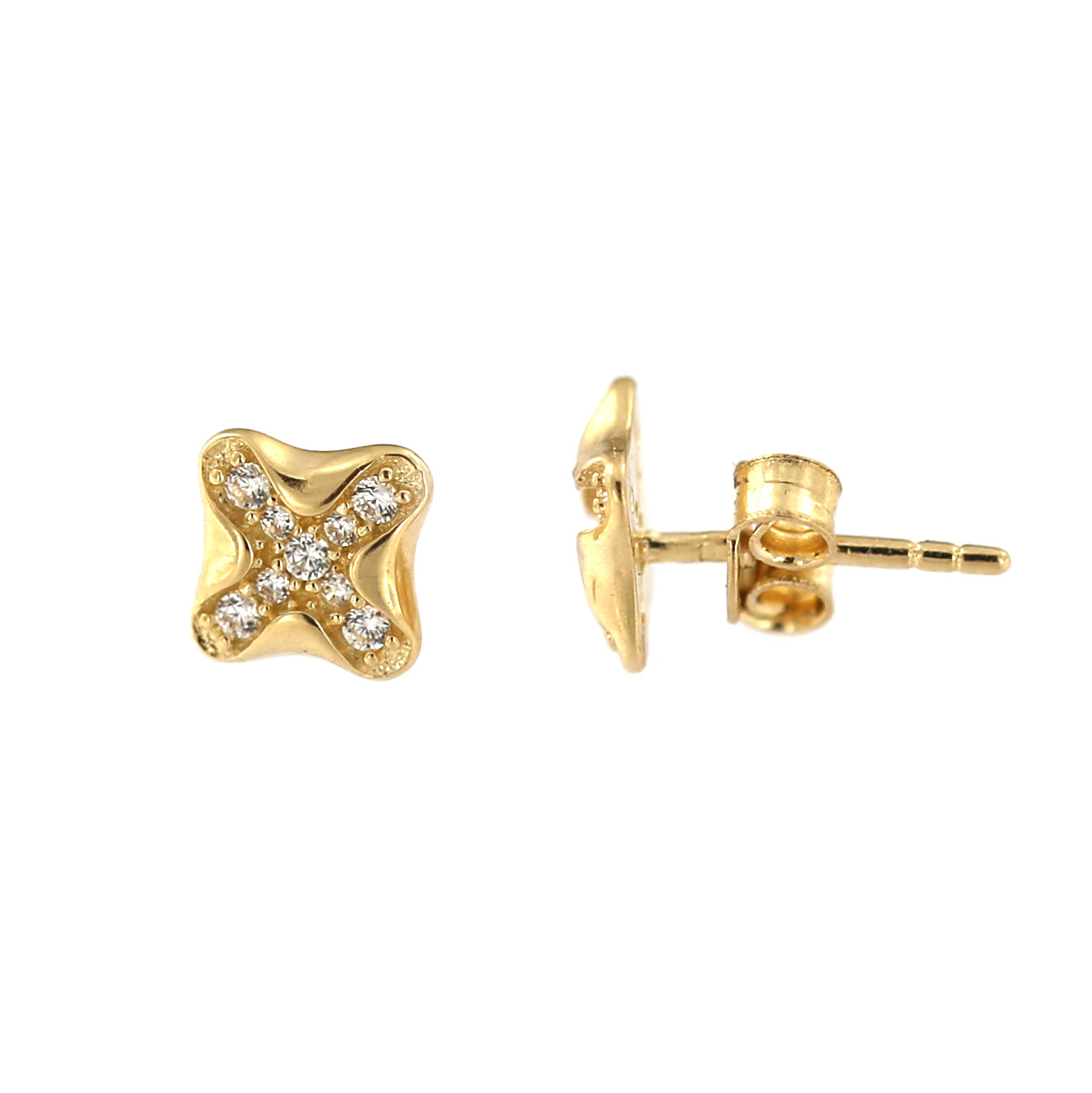 Yellow gold stud zirconia earrings BGV06-01-01