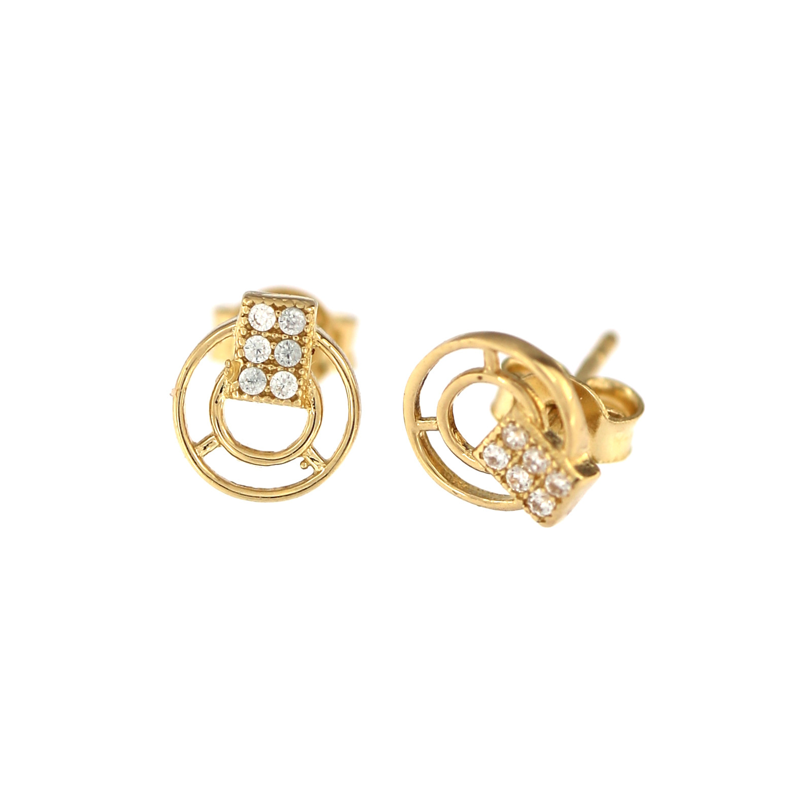 Yellow gold stud zirconia earrings BGV06-02-01