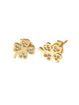 Yellow gold stud four-leaf clover earrings BGV07-03-02