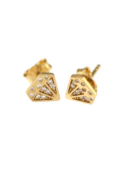 Yellow gold stud diamond shaped earrings BGV07-08-01