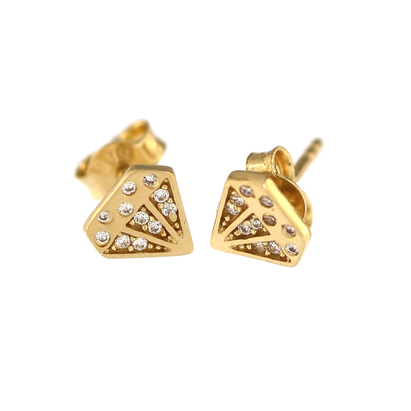 Yellow gold stud diamond shaped earrings BGV07-08-01