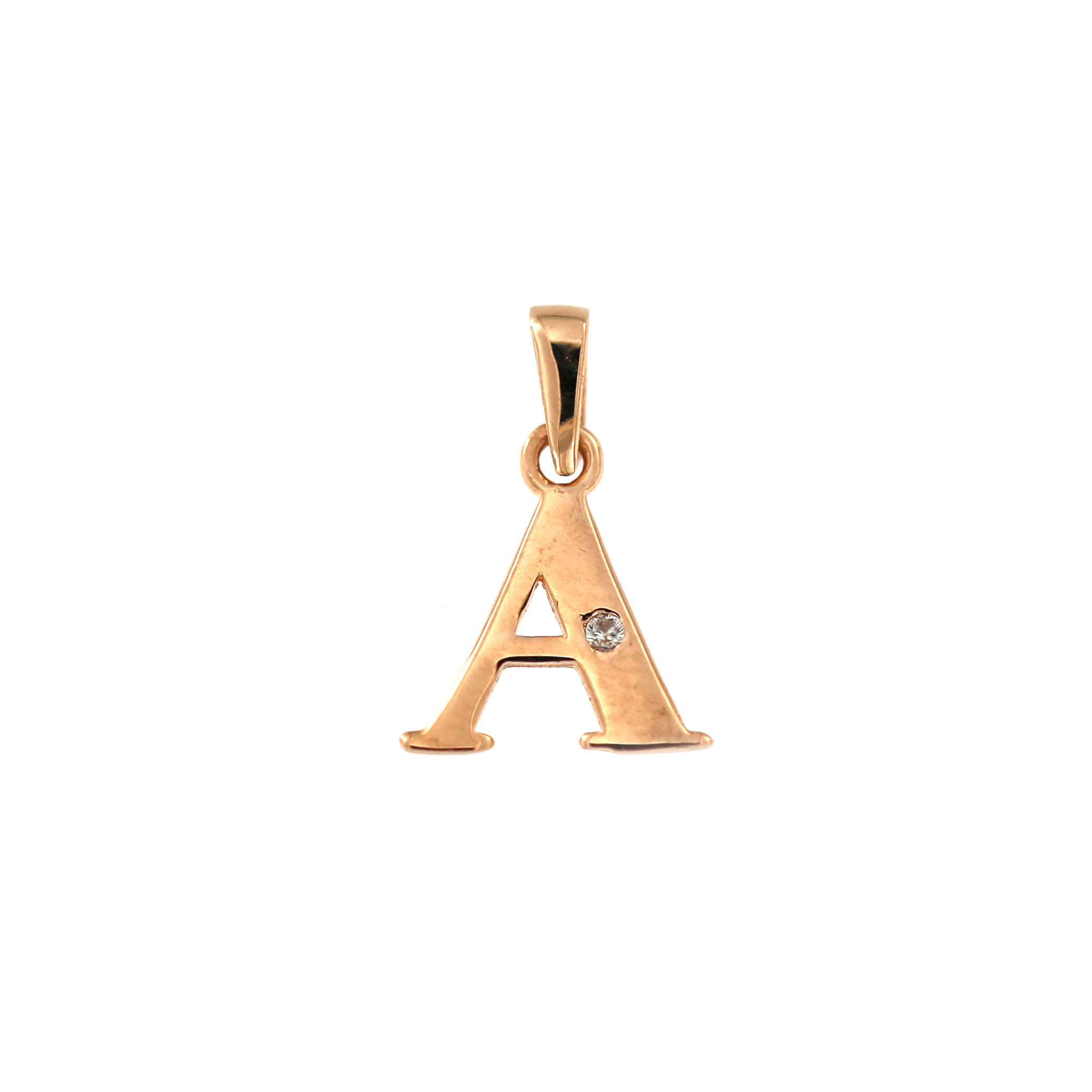 Rose gold initial letter pendant ARR-A-04