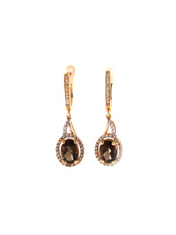 Rose gold smoky quartz drop earrings BRA01-D-03