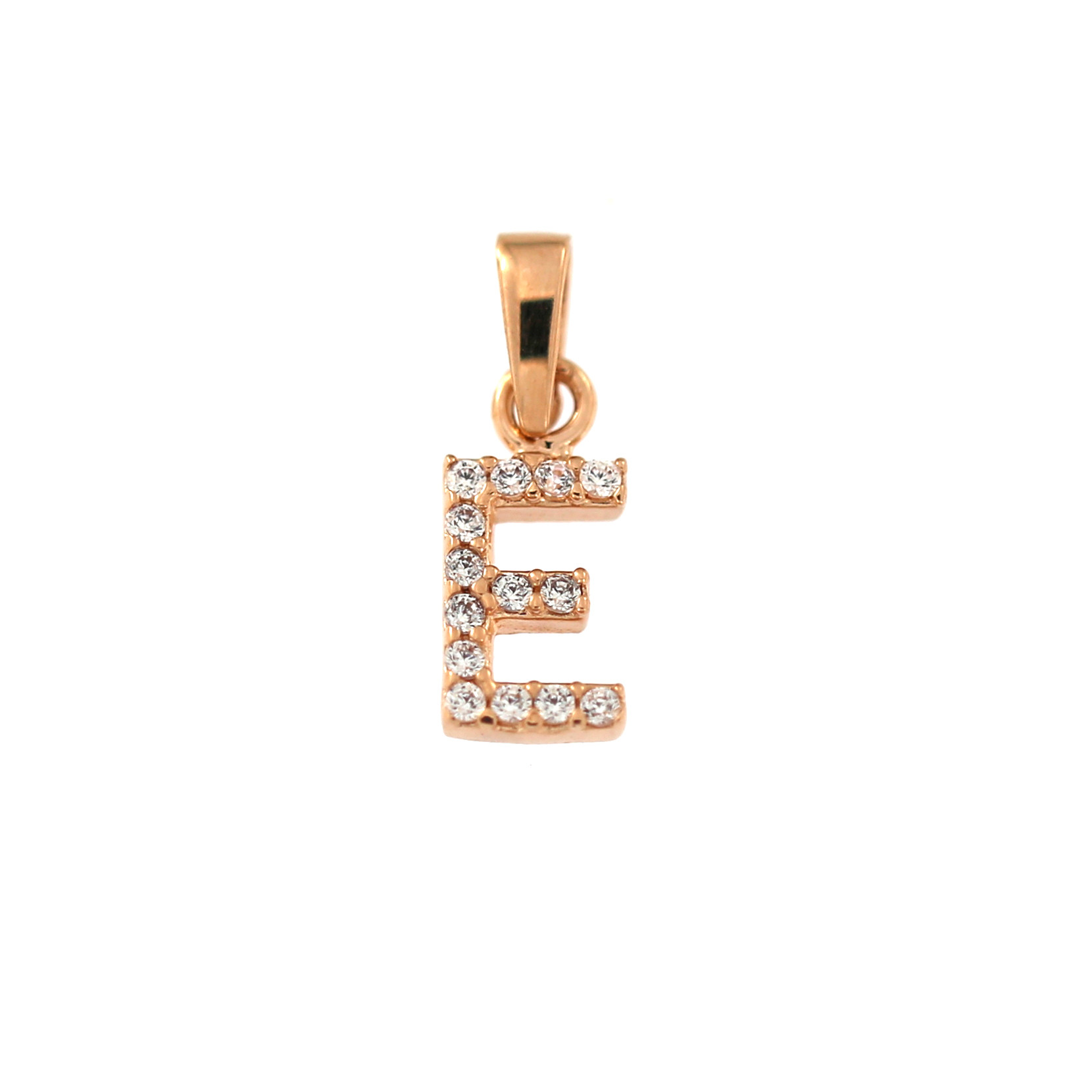 Rose gold initial letter pendant ARR-E-02