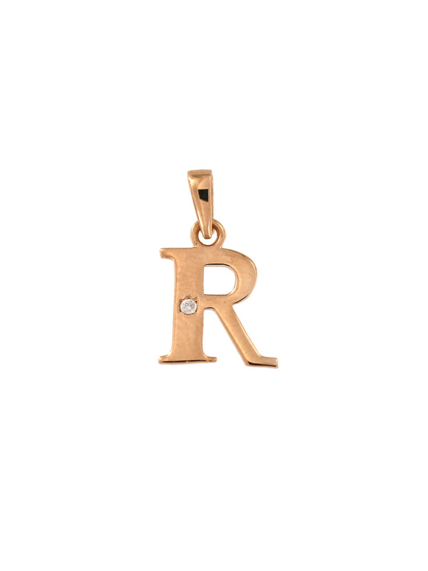 Rose gold initial letter pendant ARR-R-02