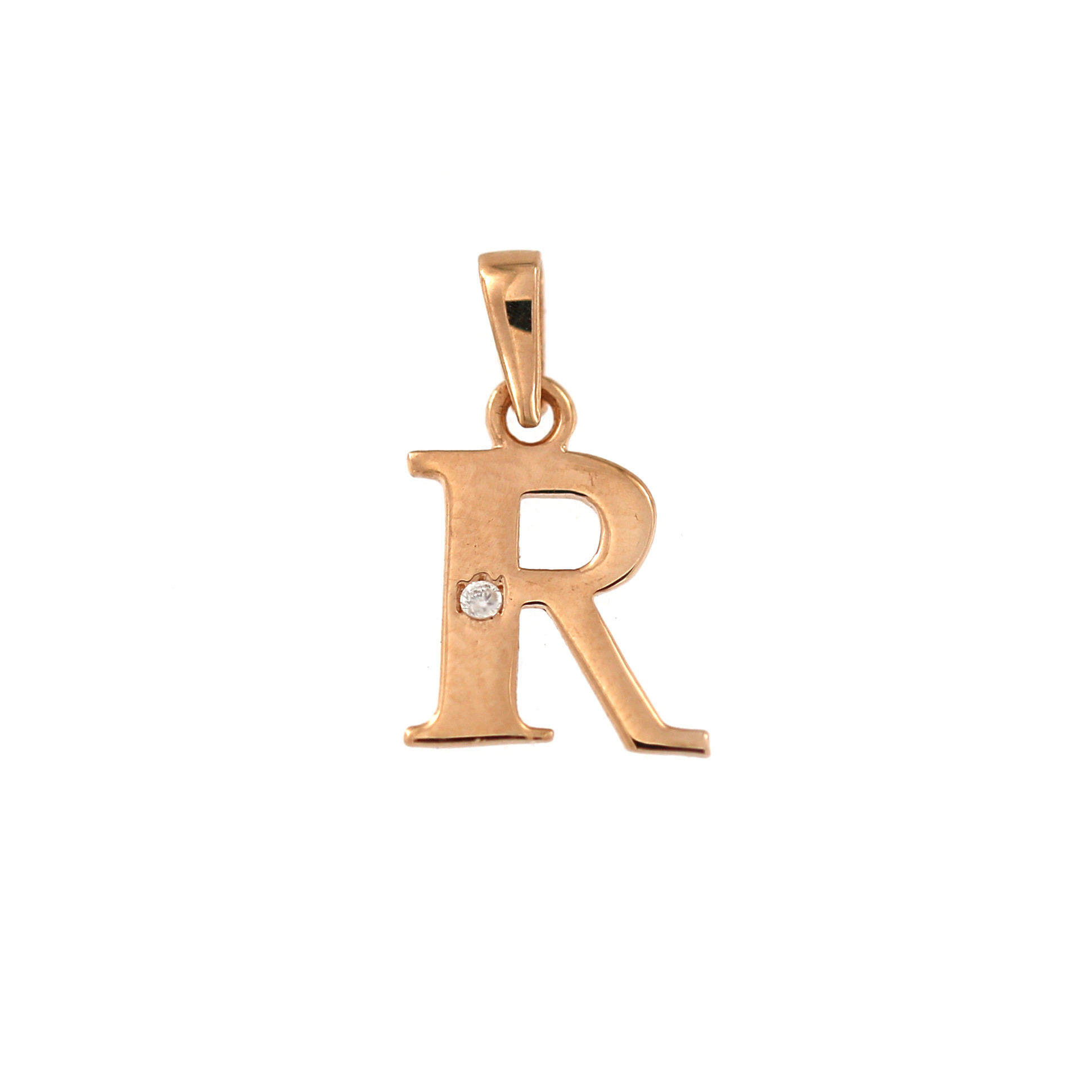 Rose gold initial letter pendant ARR-R-02