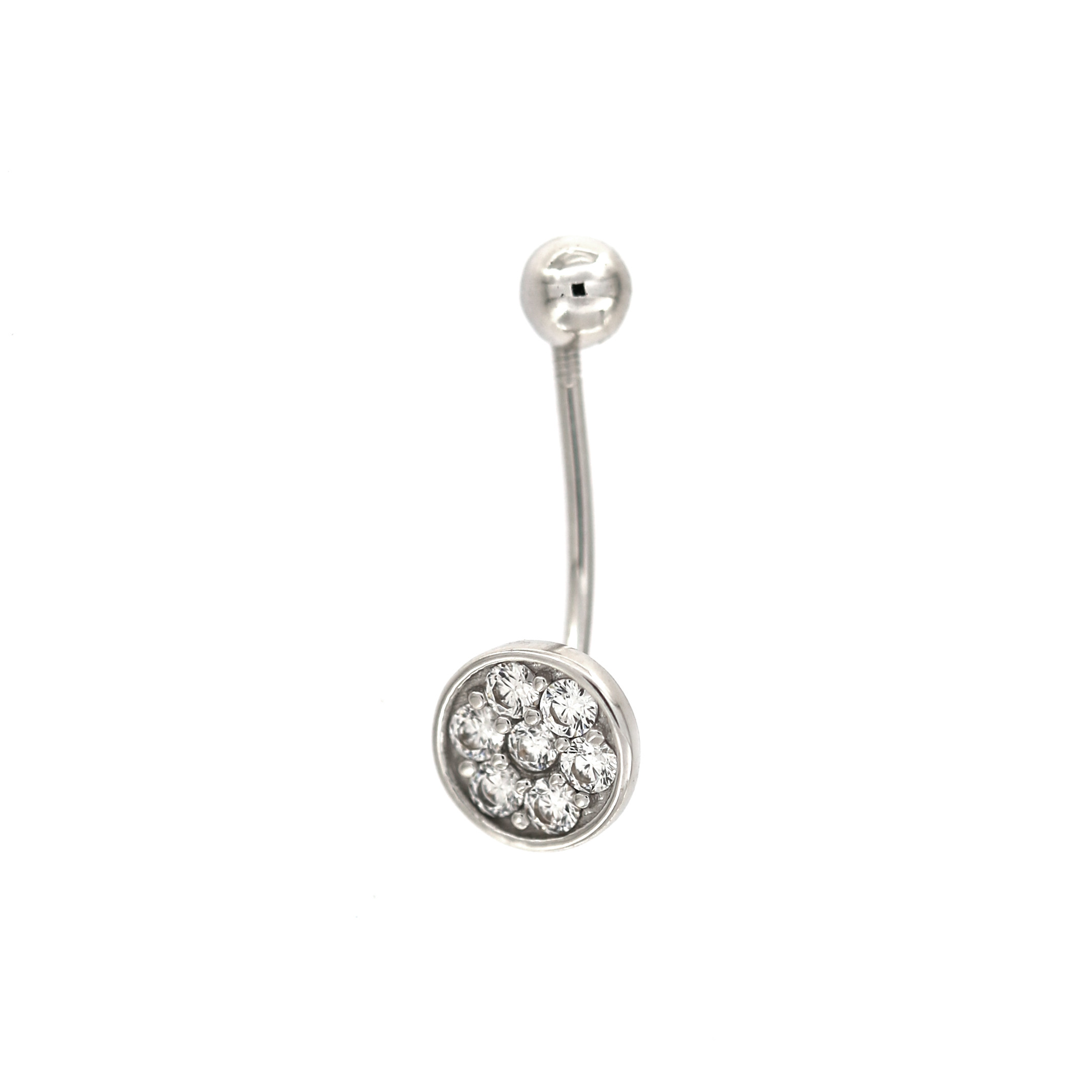 silver diamond belly bar