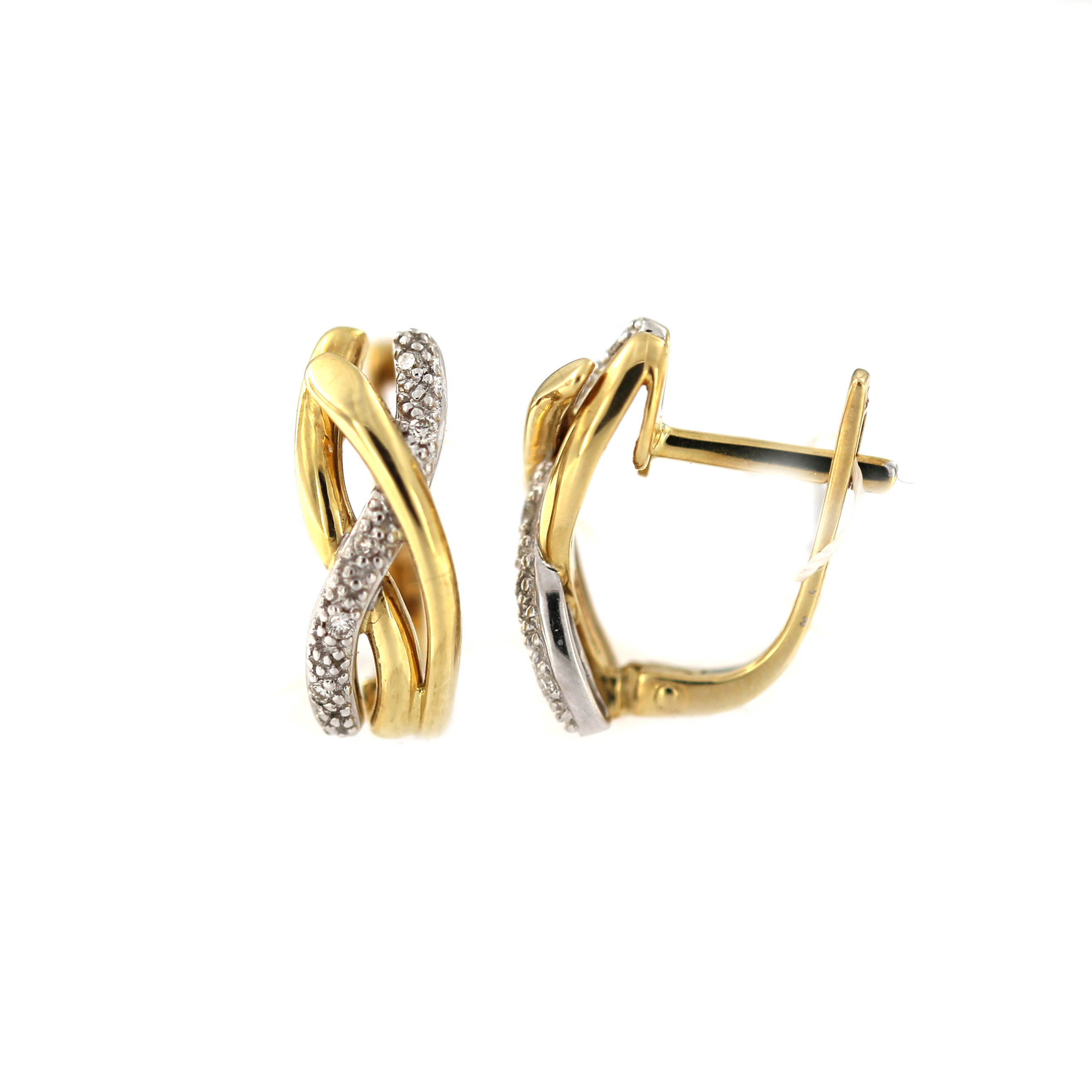Yellow gold earrings with diamonds BGBR02-04-05