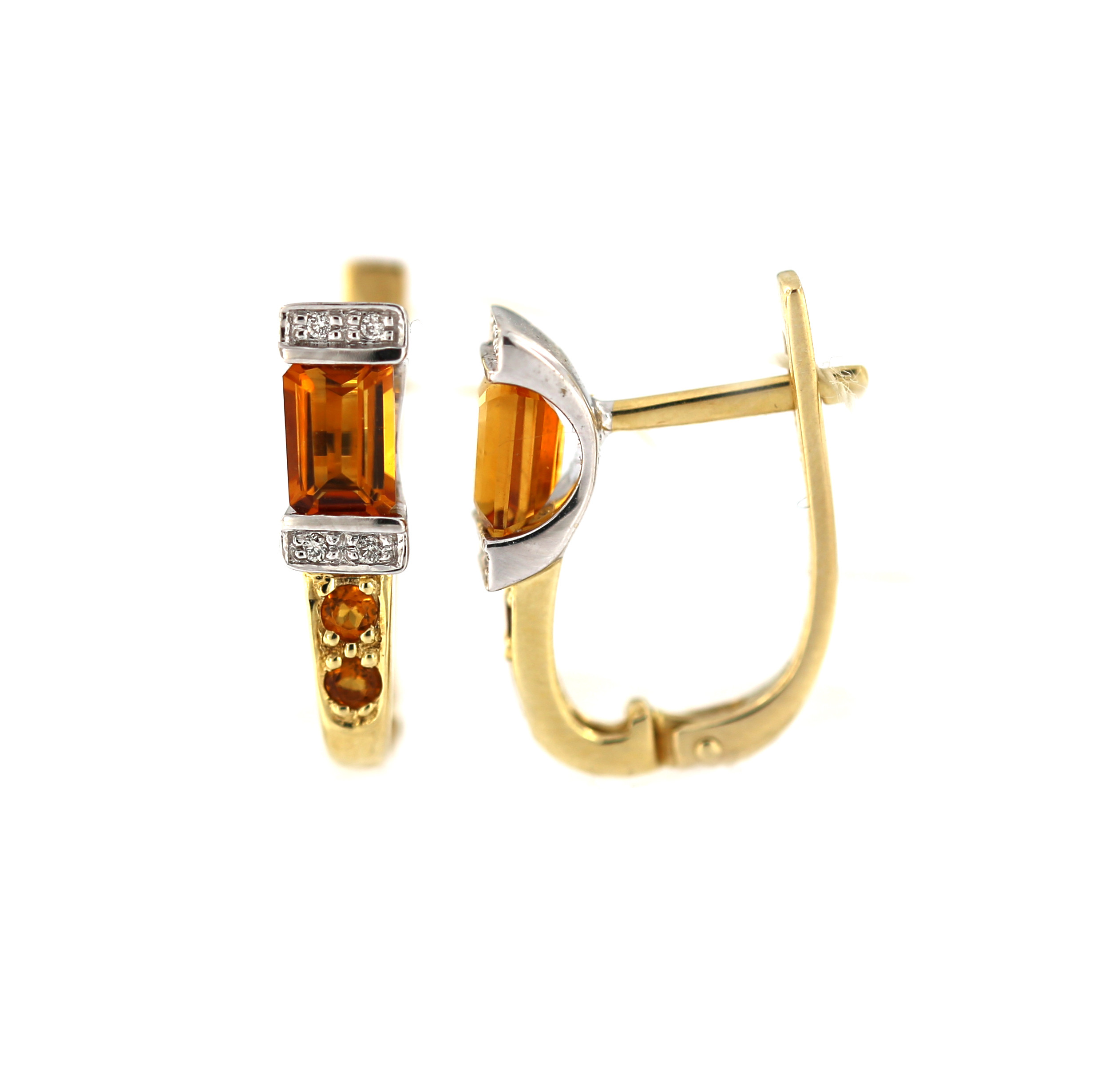 Yellow gold earrings with citrine and diamonds BGBR04-04-01