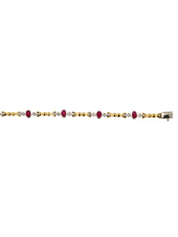 Yellow gold bracelet with diamonds & rubies EGZBR02-01