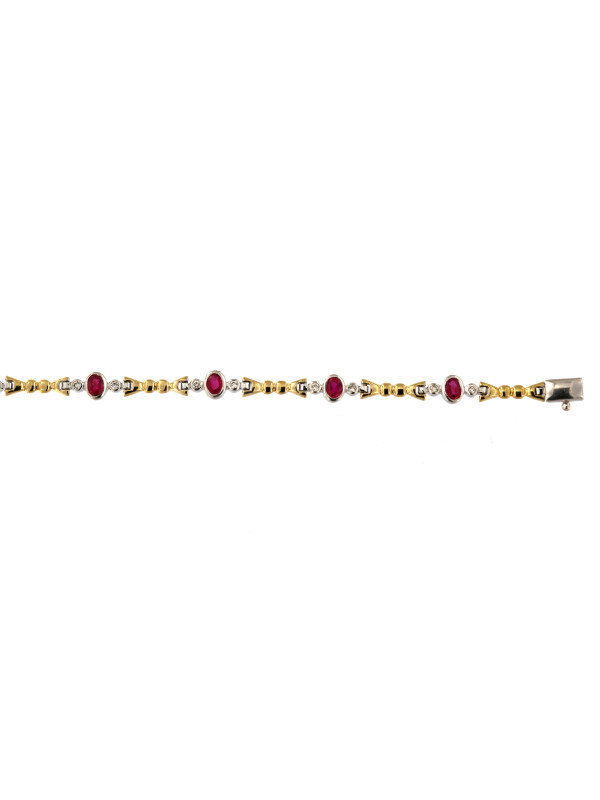 Yellow gold bracelet with diamonds & rubies EGZBR02-01