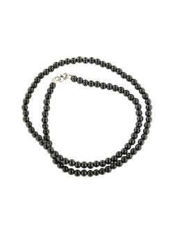Silver strand necklace with hematite BIKER-HG-01