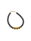 Silver bracelet with hematite BIKER-HA-12 
