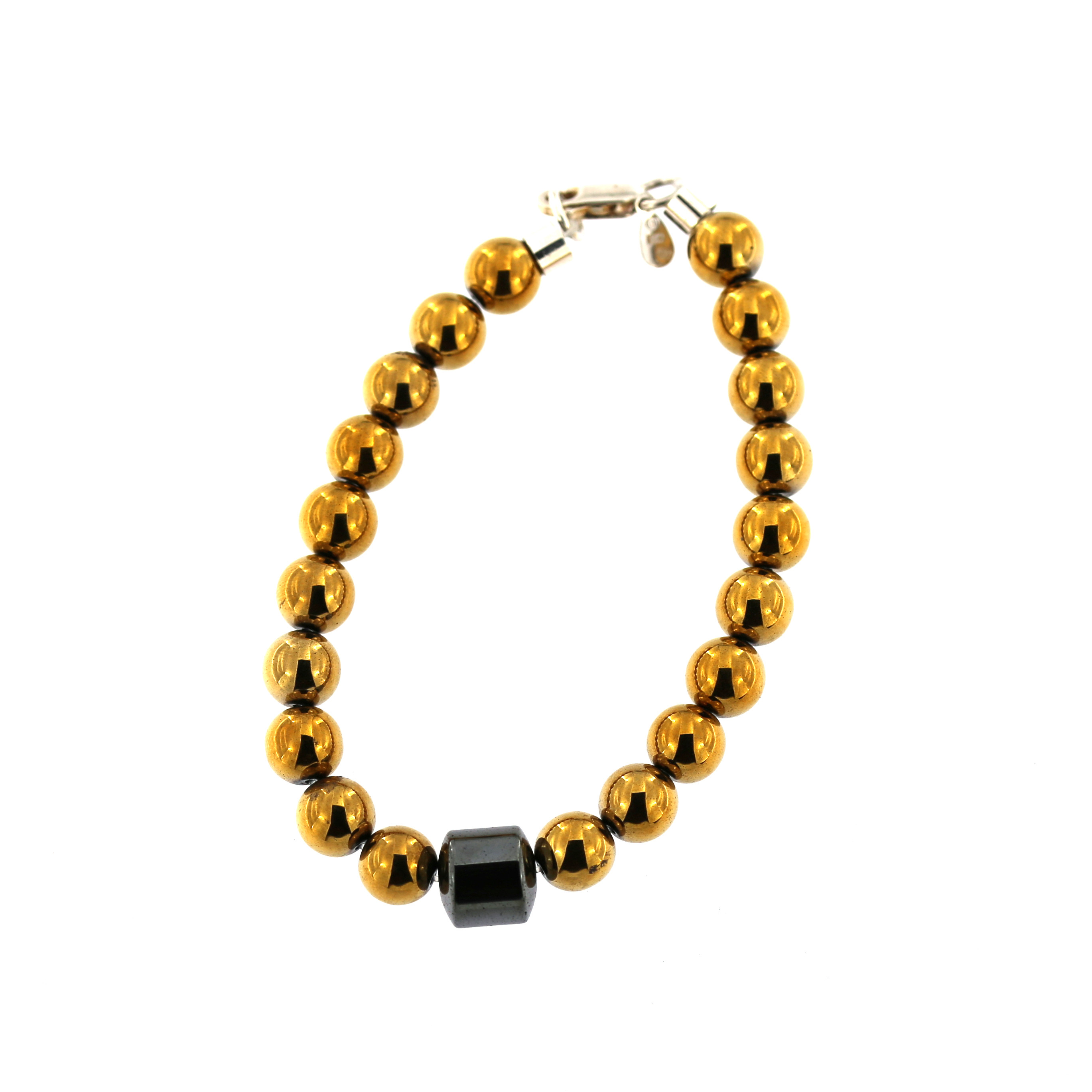 Silver bracelet with hematite BIKER-HA-09