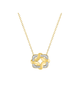 Gold plated brass zirconia pendant necklace GLG12038.10