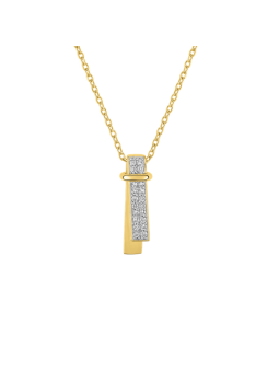 Gold plated brass zirconia pendant necklace GLPTV557BLZ