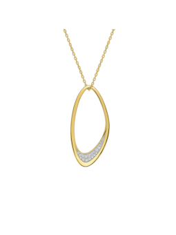 Gold plated brass zirconia pendant necklace MUR102849.1