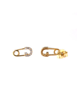 Yellow gold safety-pin stud earrings BGV07-22-01