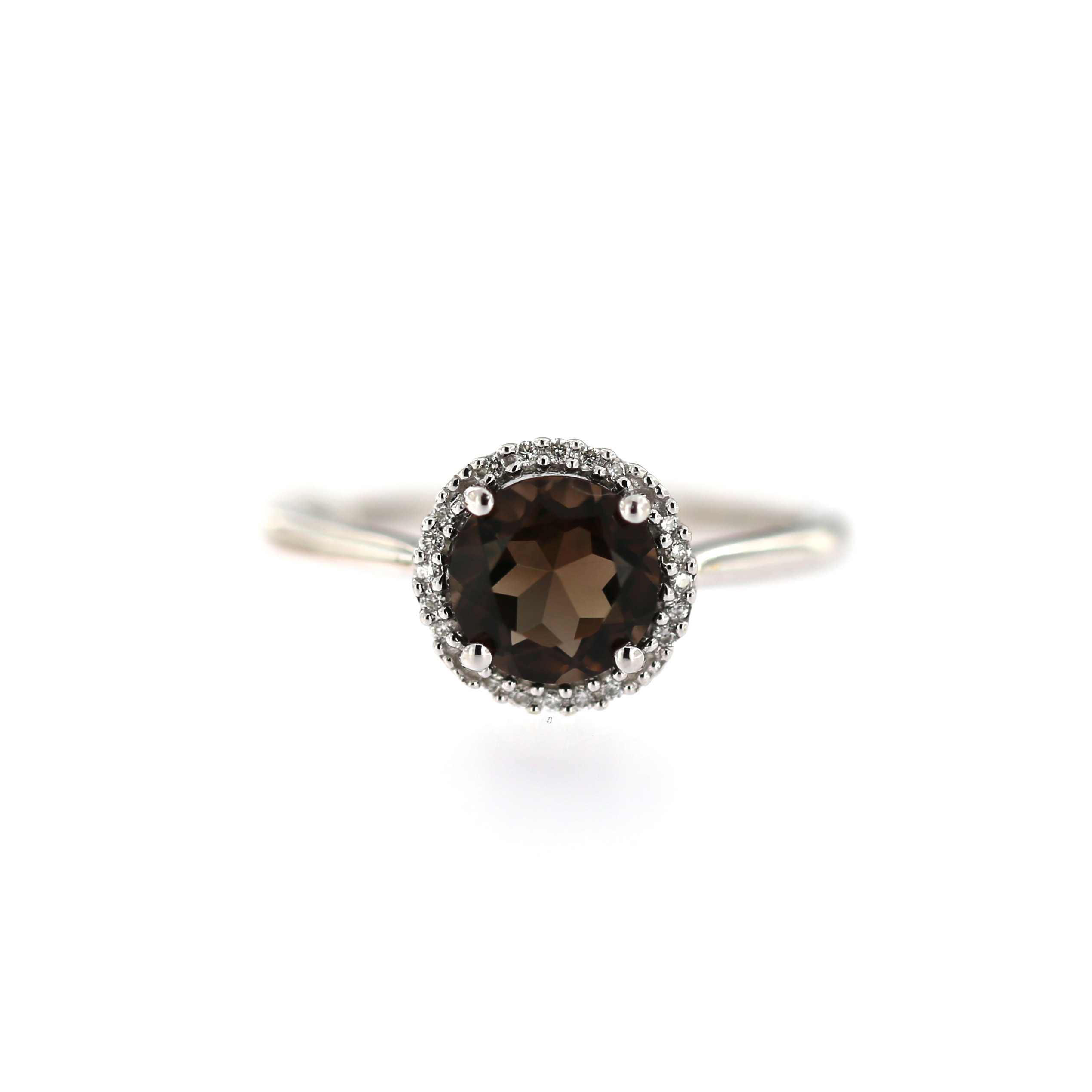 White gold ring with smoky quartz and diamonds DBBR14-D-01