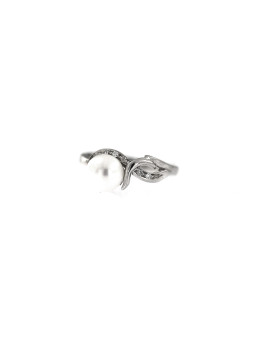 White gold ring with pearl and diamonds DBBR14-PRL-02