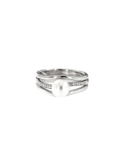 White gold ring with pearl and diamonds DBBR14-PRL-03