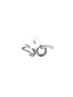 White gold ring with pearl and diamonds DBBR14-PRL-04