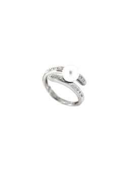 White gold ring with pearl and diamonds DBBR14-PRL-05