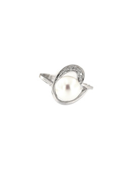 White gold ring with pearl and diamonds DBBR14-PRL-07