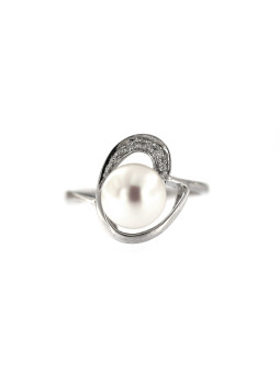 White gold ring with pearl and diamonds DBBR14-PRL-07