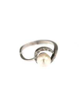 White gold ring with pearl and diamonds DBBR14-PRL-09